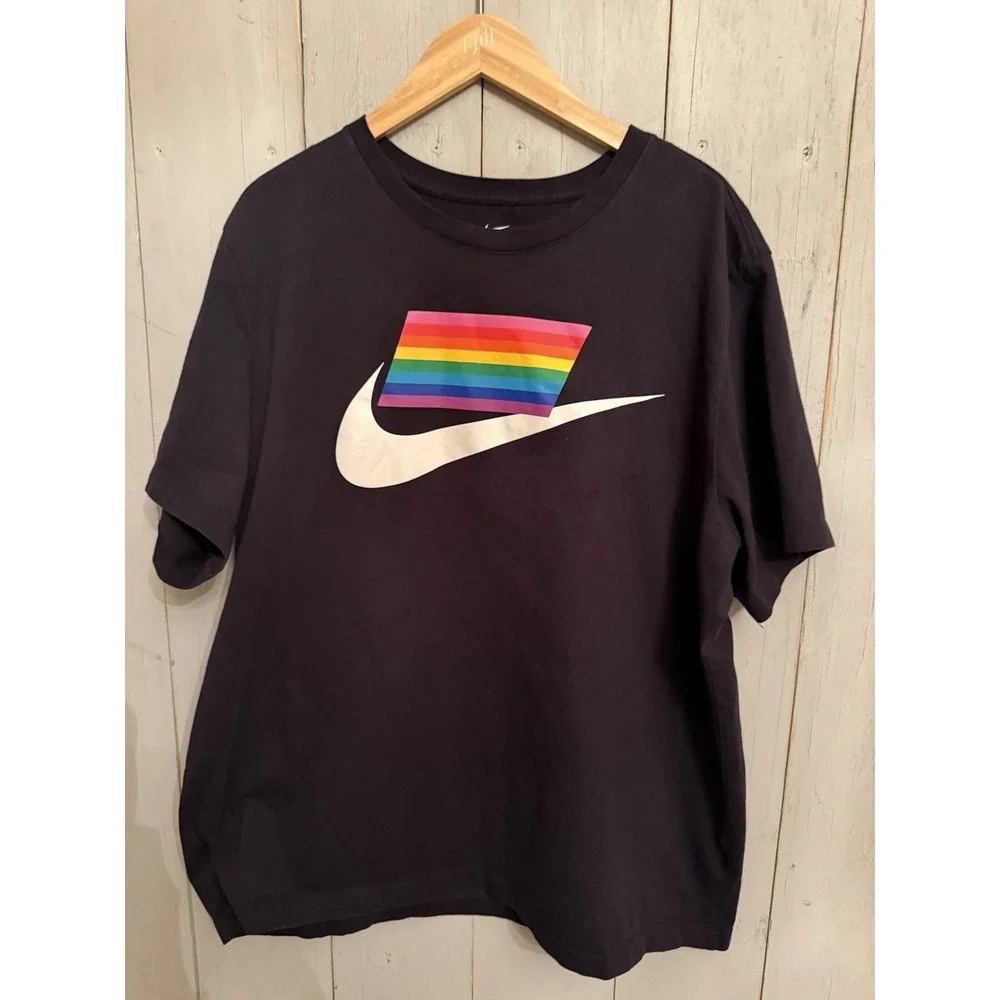 Nike BeTrue Gay‎ Pride LGBTQ MultiColor Rainbow Flag Tee Shirt Men XXL B6